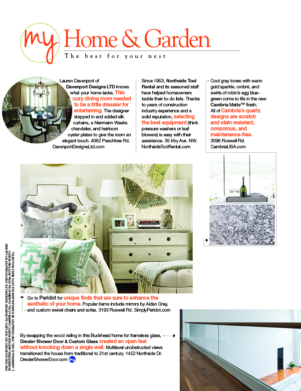 My Home & Garden department shows photos of a dining room, bedroom, Cambria quartz countertop